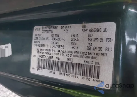 2000 Dodge Ram 2500 St from USA, damaged, VIN 1B7KF2367YJ109905